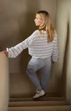 Load image into Gallery viewer, YAYA - Striped Sweater with Drawstring - Vapor Blue Grey Dessin
