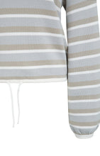 Load image into Gallery viewer, YAYA - Striped Sweater with Drawstring - Vapor Blue Grey Dessin