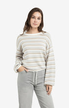 Load image into Gallery viewer, YAYA - Striped Sweater with Drawstring - Vapor Blue Grey Dessin