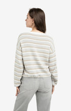 Load image into Gallery viewer, YAYA - Striped Sweater with Drawstring - Vapor Blue Grey Dessin