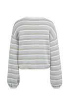 Load image into Gallery viewer, YAYA - Striped Sweater with Drawstring - Vapor Blue Grey Dessin