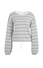 Load image into Gallery viewer, YAYA - Striped Sweater with Drawstring - Vapor Blue Grey Dessin