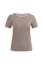 Load image into Gallery viewer, YAYA - T-Shirt with contrasting trim - Deep Taupe Brown