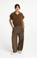 Load image into Gallery viewer, YAYA - Woven Barel Leg Trouser with Pleats - Teak Brown