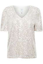 Load image into Gallery viewer, ICHI -  Fauci Sequin Top ~ Frosted Almond