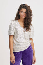 Load image into Gallery viewer, ICHI -  Fauci Sequin Top ~ Frosted Almond
