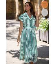 Load image into Gallery viewer, Brave+True - Portia Dress - Jade Stripe
