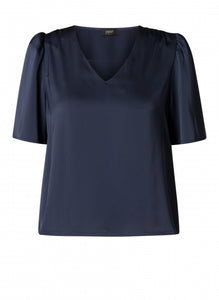 YEST - Pippa Satin Top - Dark Blue