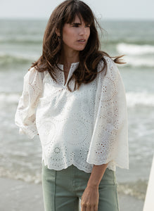 YEST - Sapna Broderie Anglaise Top - White