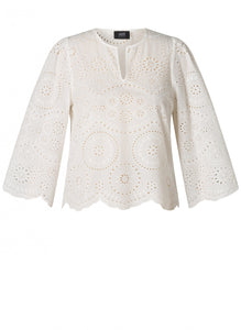 YEST - Sapna Broderie Anglaise Top - White