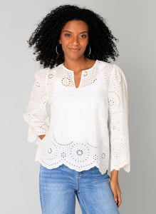 YEST - Sapna Broderie Anglaise Top - White