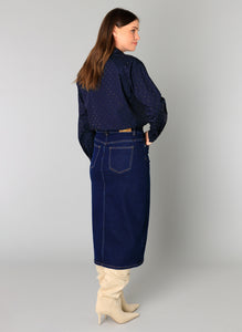 YEST - Barbara Denim Skirt - Dark Blue