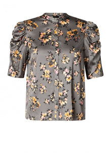 YEST - Betsy Blouse - Steel Grey Floral