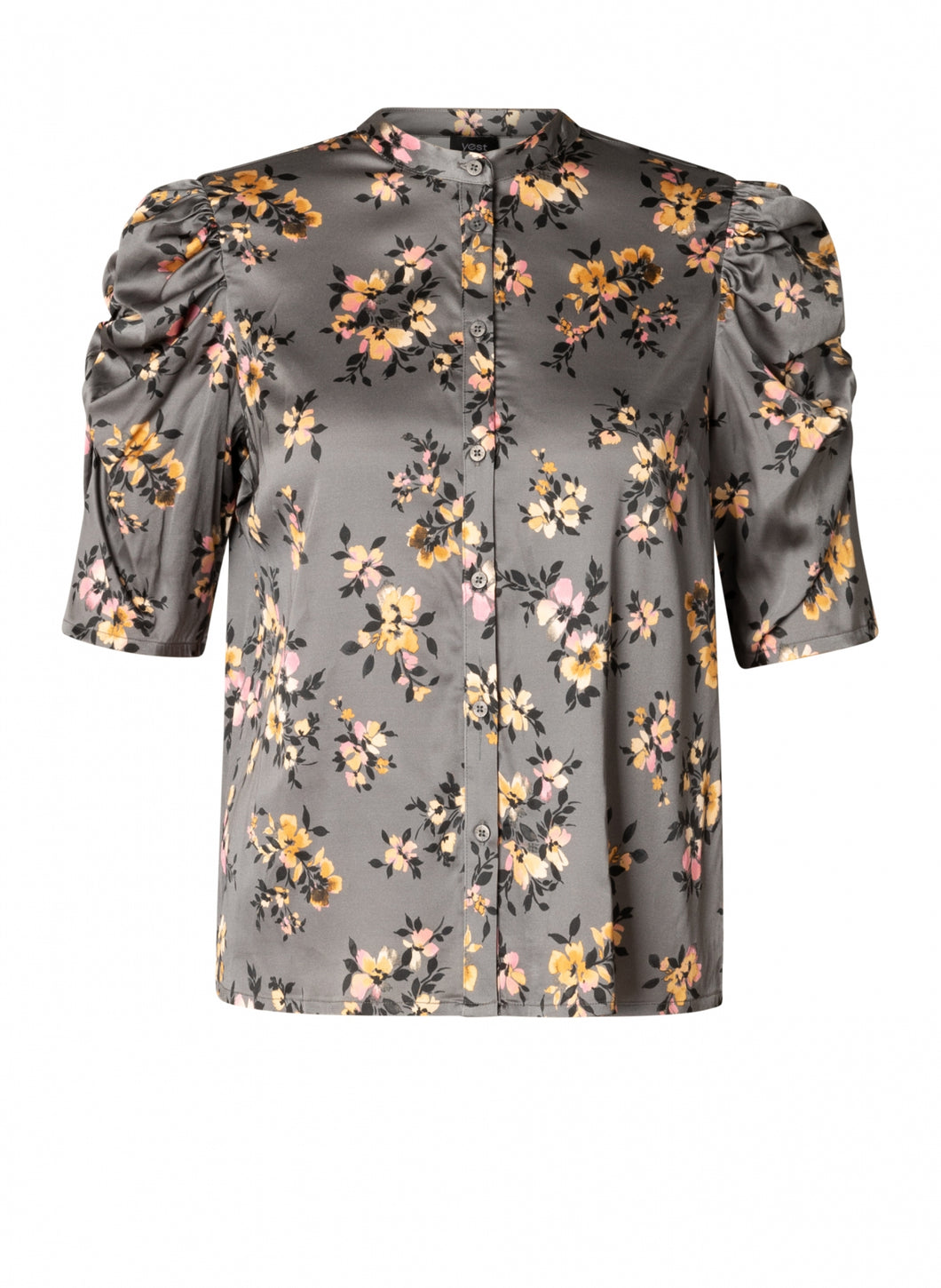 YEST - Betsy Blouse - Steel Grey Floral