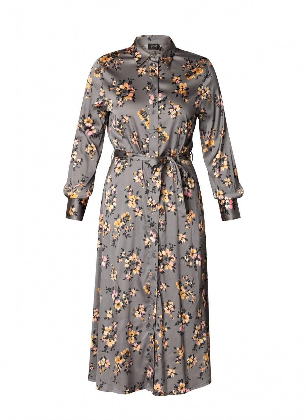 YEST - Bettina Dress - Steel Grey Floral