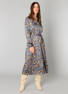 YEST - Bettina Dress - Steel Grey Floral