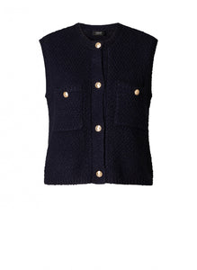 YEST - Brenda Sleeveless Cardigan - Dark Navy