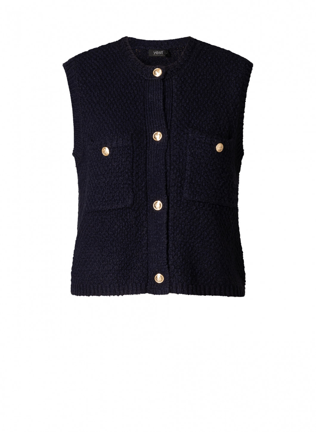 YEST - Brenda Sleeveless Cardigan - Dark Navy