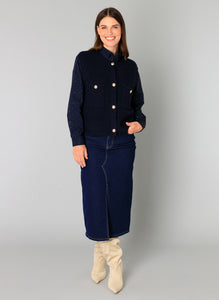 YEST - Brenda Sleeveless Cardigan - Dark Navy