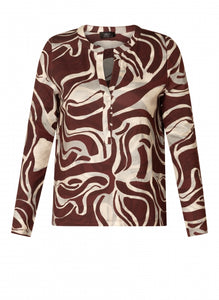 YEST - Raissa Top - Dark Bordeaux Print