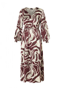 YEST - Cristiana Dress - Dark Bordeaux Print