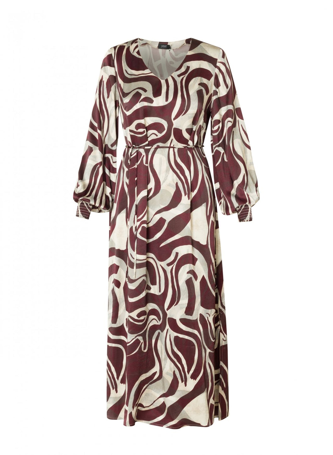 YEST - Cristiana Dress - Dark Bordeaux Print