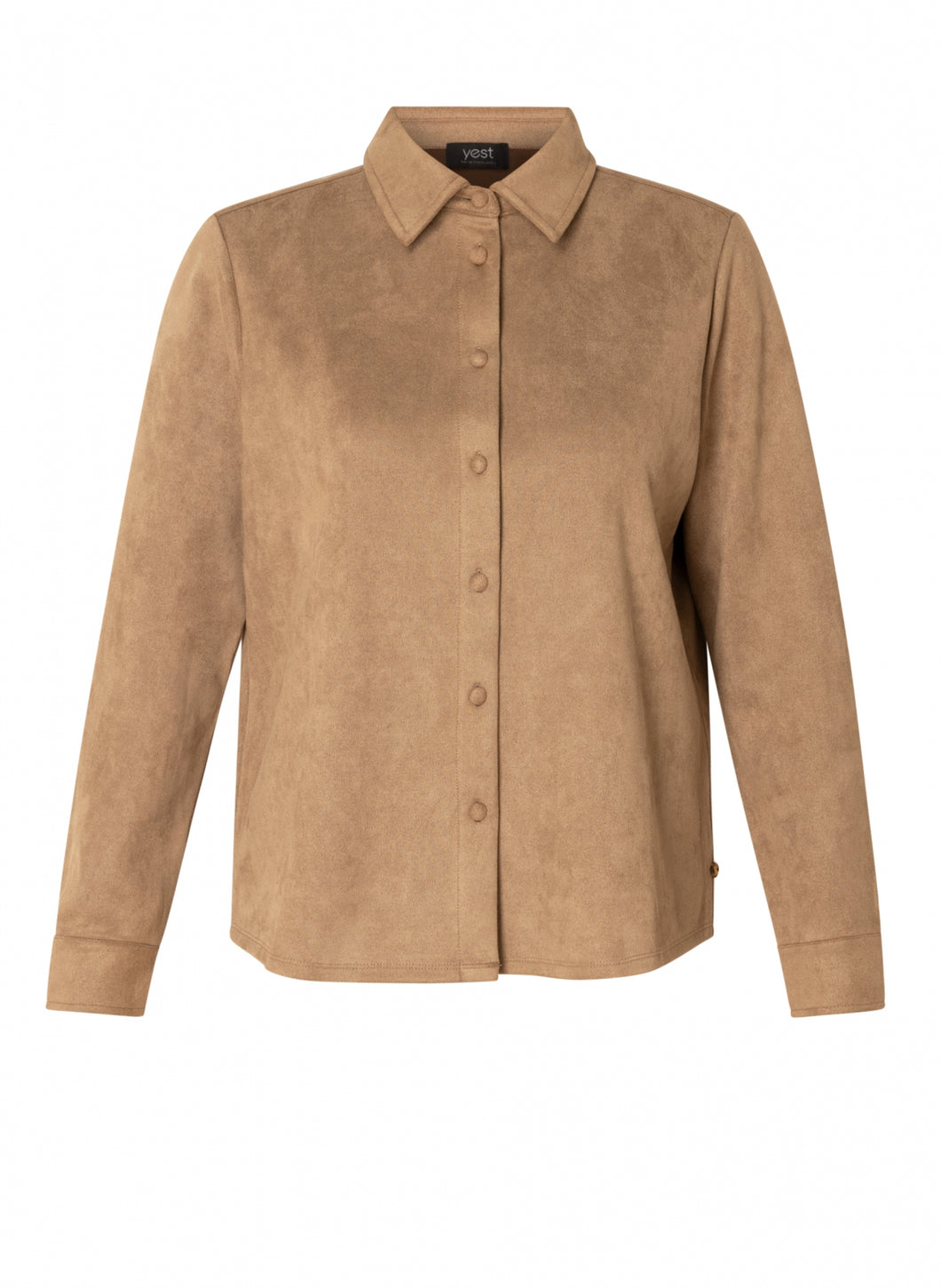 YEST - Clemence Faux Suede Shirt - Soft Taupe