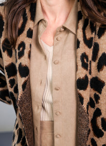 YEST - Clemence Faux Suede Shirt - Soft Taupe