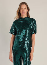 Load image into Gallery viewer, YEST - Philomena Sequin Top - Teal Green
