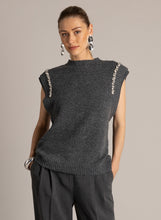Load image into Gallery viewer, YEST - Ula Embellished Sleeveless Knit - Dark Grey Melange
