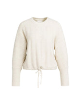 Load image into Gallery viewer, YAYA - Rib Batwing Sweater with Drawstring - Off White Melange
