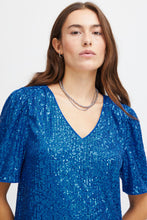 Load image into Gallery viewer, ICHI - Fauci Sequin Top - Lapis Blue
