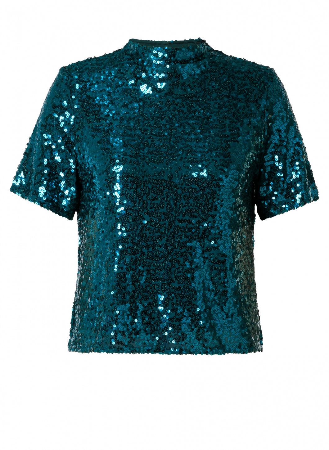 YEST - Philomena Sequin Top - Teal Green