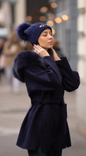 Load image into Gallery viewer, Luxy - Burley Faux Fur Pom Pom Hat - Navy Blue
