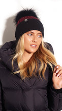 Load image into Gallery viewer, Luxy ~ Harley Faux Fur Pom Pom Hat ~ Wine/Black
