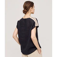 Load image into Gallery viewer, ACCESS - Linen Top With Shoulder Detail - Black
