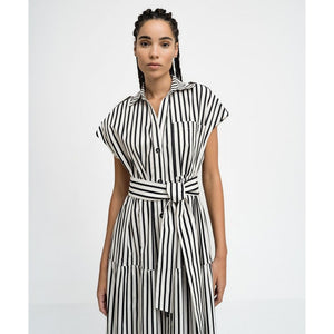ACCESS - Striped Shirt Dress - Black