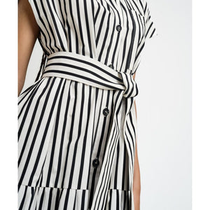 ACCESS - Striped Shirt Dress - Black