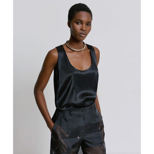 ACCESS - Satin Sleeveless Top - Black