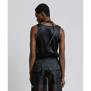 ACCESS - Satin Sleeveless Top - Black