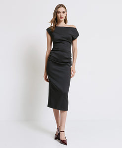 ACCESS - Off Shoulder Ruched Dress - Black