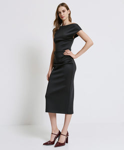 ACCESS - Off Shoulder Ruched Dress - Black