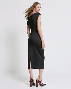 ACCESS - Off Shoulder Ruched Dress - Black