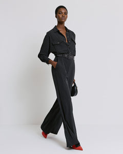 ACCESS - Pin Striped Jumpsuit - Black