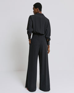 ACCESS - Pin Striped Jumpsuit - Black