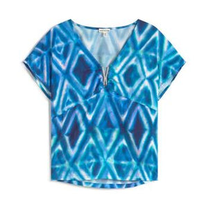 Paz Torras - Aztec Print Top - Blue