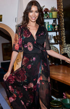 Load image into Gallery viewer, Hope &amp; Ivy - Anne-Marie Wrap Dress - Black Floral
