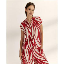 Load image into Gallery viewer, Paz Torras - Cap Sleeve Shirt - Red &amp; White
