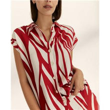 Load image into Gallery viewer, Paz Torras - Cap Sleeve Shirt - Red &amp; White
