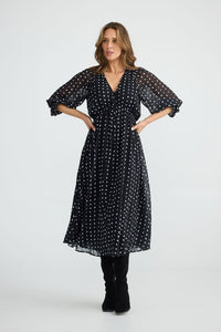 Brave & True - Parkside Polka Dot Dress - Black
